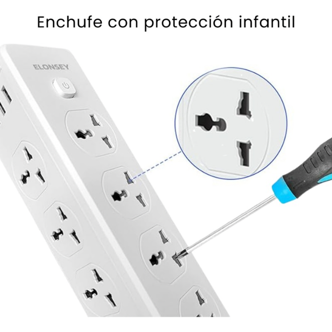 Multiprise 3000W Charge Rapide – 8 Prises & 6 Ports USB