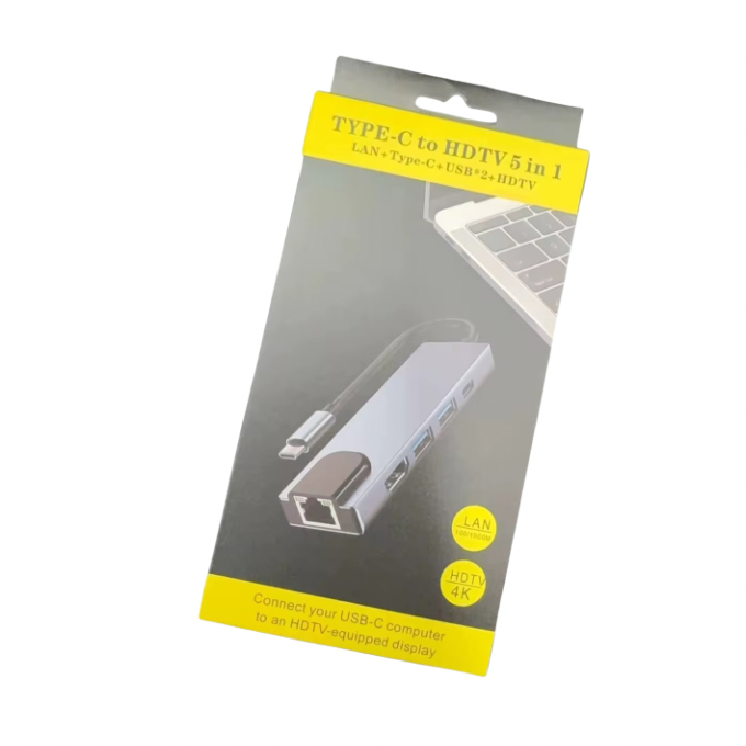 Hub USB-C 5en 1 – Connectivité complète et performance maximale