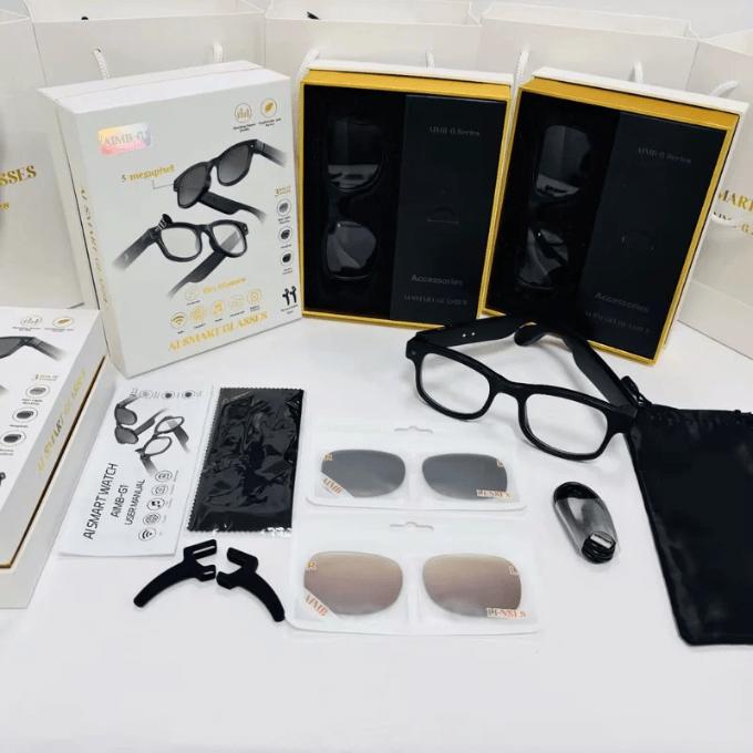 BabiShop225 Lunettes Intelligentes AIMB-G1 – Caméra HD, Appels Bluetooth & Traduction IA | Liberté + Productivité