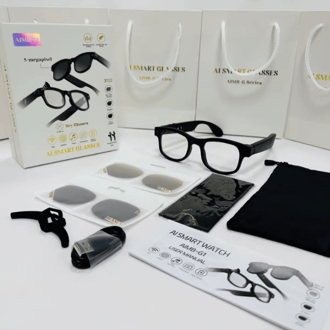 BabiShop225 Lunettes Intelligentes AIMB-G1 – Caméra HD, Appels Bluetooth & Traduction IA | Liberté + Productivité