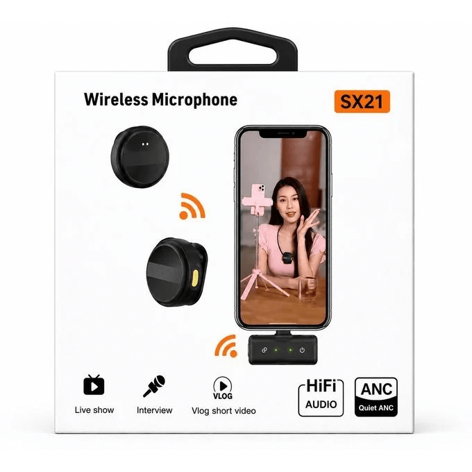 BabiShop225 Microphone Cravate Sans Fil SX21 – Double Micro