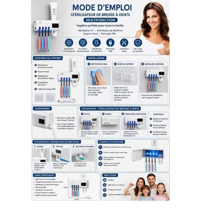 STÉRILISATEUR UV MULTIFONCTION POUR BROSSES À DENTS - BabiShop225