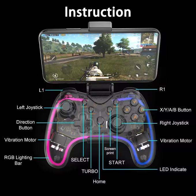 Manette de Jeu Mobile Sans Plateforme – Compatible Android 6.0+ et IOS