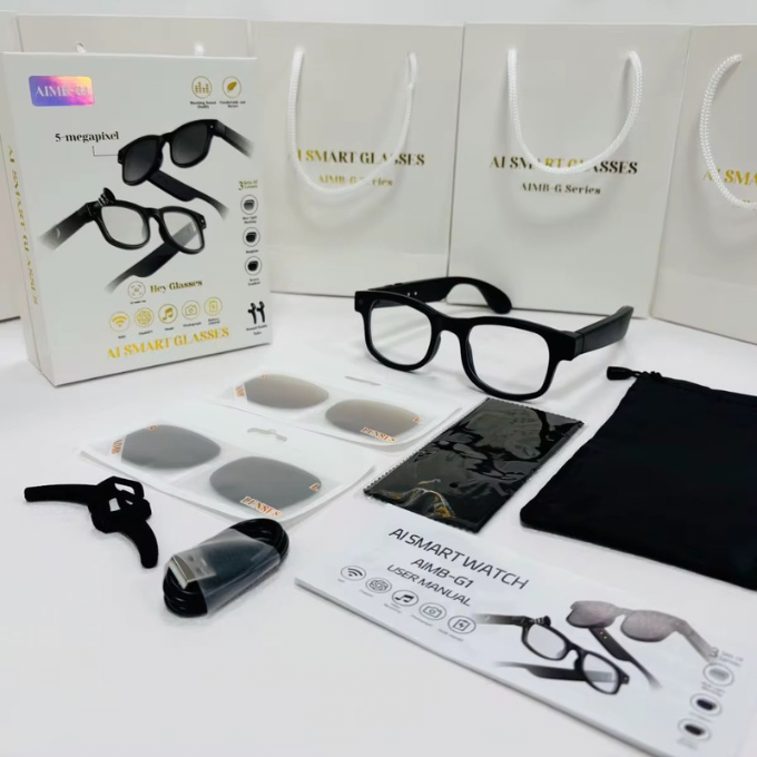 Lunettes Intelligentes AIMB-G1 – Caméra HD, Appels Bluetooth &amp; Traduction IA | Liberté + Productivité