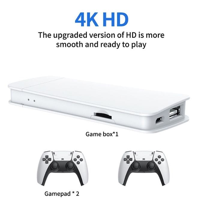 Console jeux Stick 5-3D 4K Hdmi + 2 Manettes Sans Fil Plus De 30000 Jeux