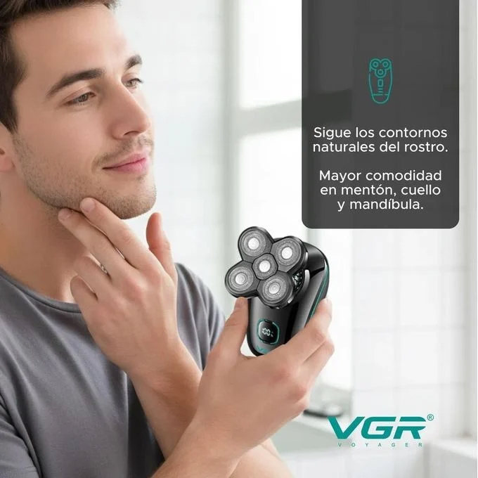 Rasoir électrique VGR V-304 – Têtes rotatives 5D, étanche IPX6, charge rapide