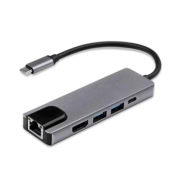 Hub USB-C 5en 1 – Connectivité complète et performance maximale