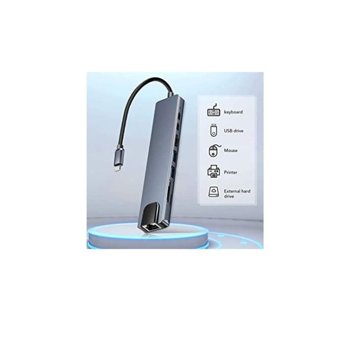 Hub USB-C 8 en 1 – Connectivité complète et performance maximale