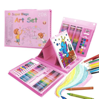 BabiShop225 Bleue Ensemble de Dessin 208 Pièces pour Enfants – Kit Créatif Complet