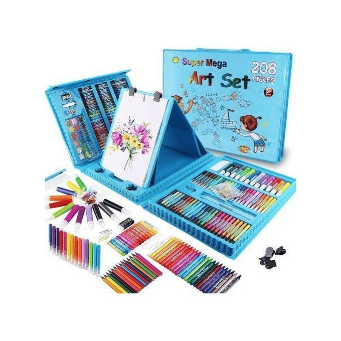 BabiShop225 Bleue Ensemble de Dessin 208 Pièces pour Enfants – Kit Créatif Complet