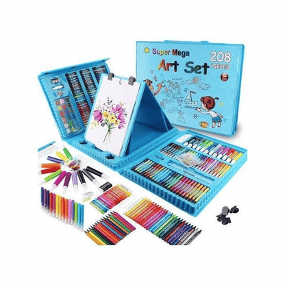 BabiShop225 Bleue Ensemble de Dessin 208 Pièces pour Enfants – Kit Créatif Complet