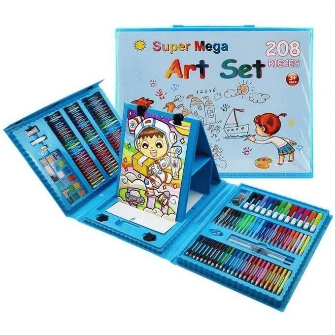 BabiShop225 Bleue Ensemble de Dessin 208 Pièces pour Enfants – Kit Créatif Complet