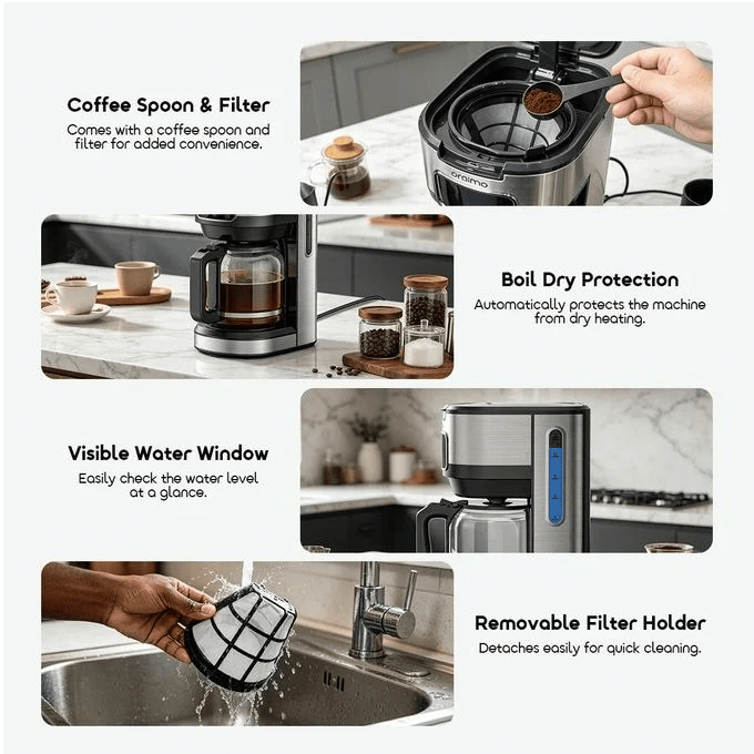 BabiShop225 Cafetière Oraimo BrewDrip OCF-201A 1,5 L