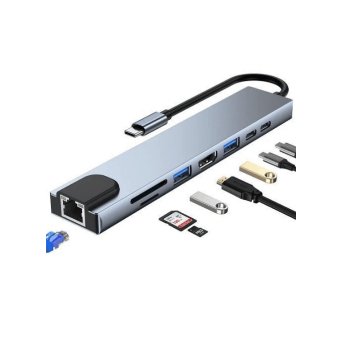 BabiShop225 Hub USB-C 8 en 1 – Connectivité complète et performance maximale