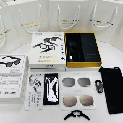 BabiShop225 Lunettes Intelligentes AIMB-G1 – Caméra HD, Appels Bluetooth &amp; Traduction IA | Liberté + Productivité