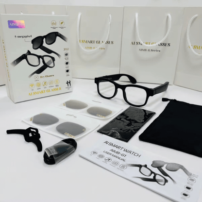 BabiShop225 Lunettes Intelligentes AIMB-G1 – Caméra HD, Appels Bluetooth &amp; Traduction IA | Liberté + Productivité