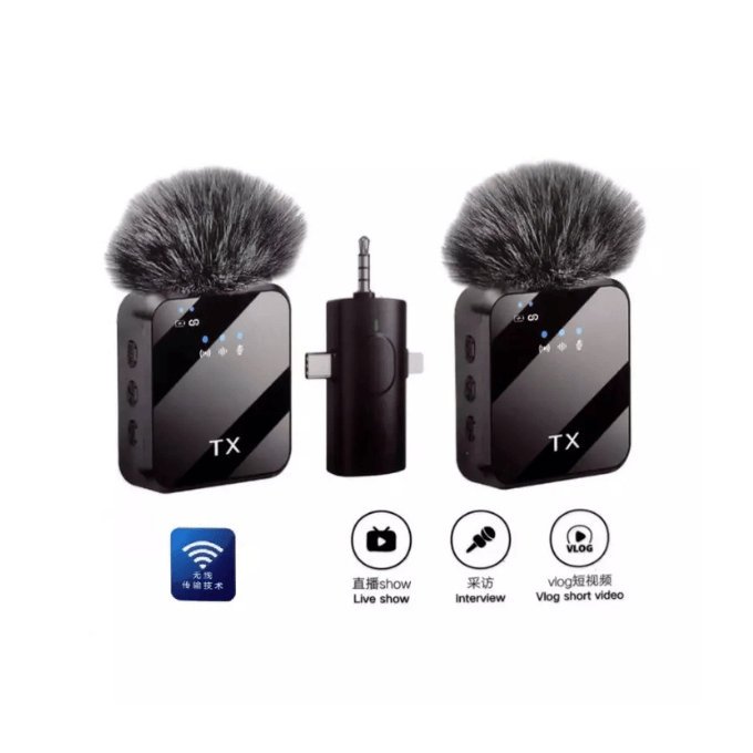 BabiShop225 Micro Cravate F11-2 Sans Fil – Double Micro + Récepteur Aux – Son Clair &amp; Réduction de Bruit