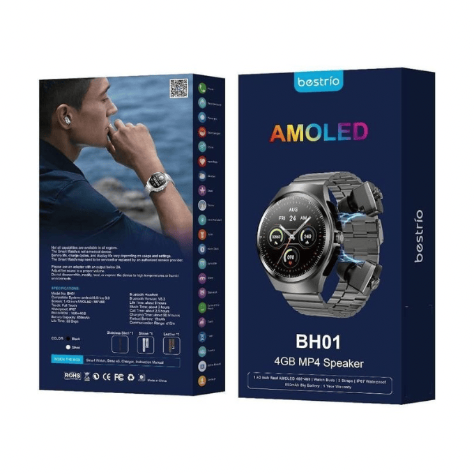 BabiShop225 Montre Watch Buds 2-en-1 – Écouteurs Intégrés