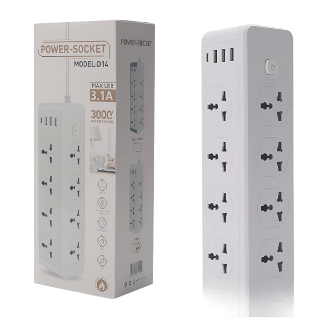 BabiShop225 Multiprise 2500W Charge Rapide – 8 Prises &amp; 6 Ports USB