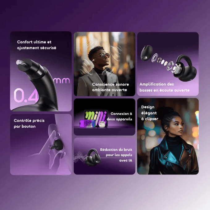 BabiShop225 ORAIMO OpenSnap – Écouteurs Bluetooth à Clip
