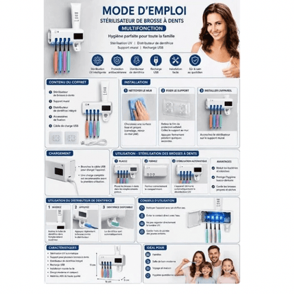 BabiShop225 STÉRILISATEUR UV MULTIFONCTION POUR BROSSES À DENTS